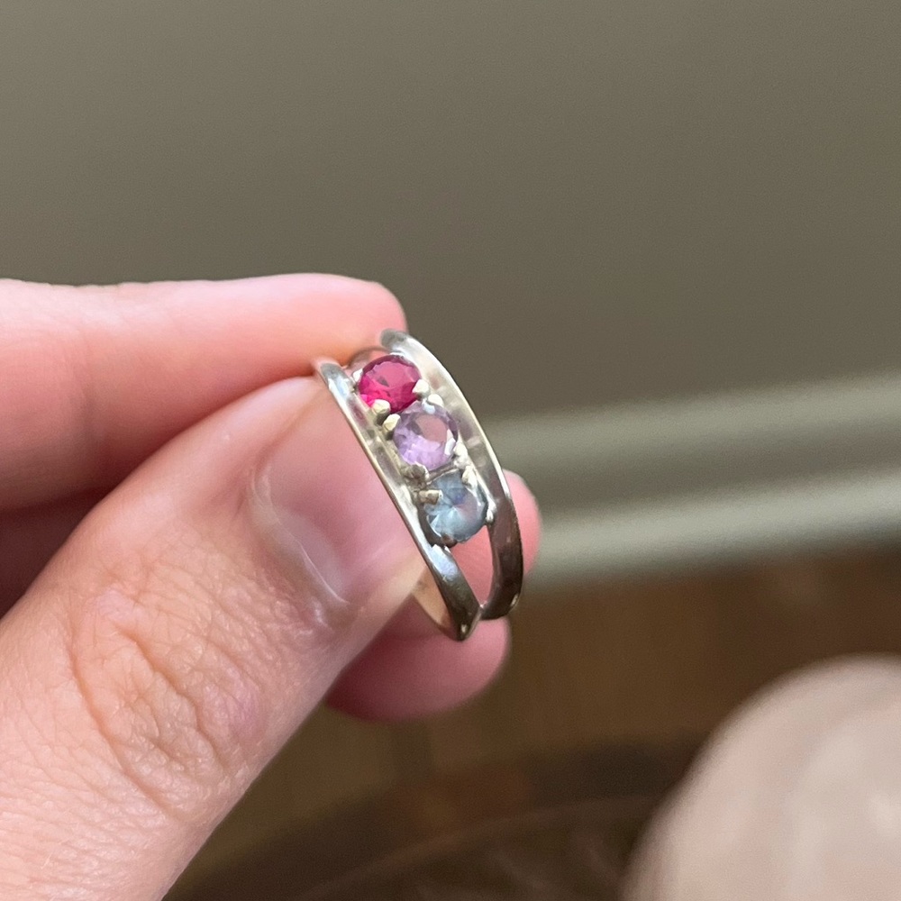 14k Gold Ruby, Topaz, and Sapphire Ring